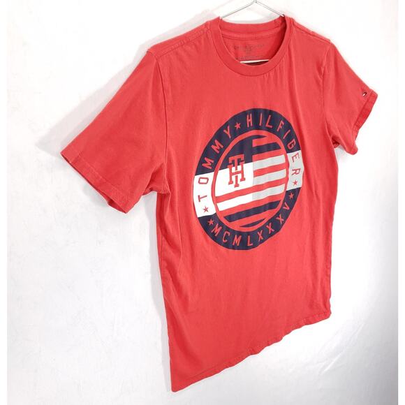 Tommy Hilfiger T Shirt Boys Extra Large Red Circle Emblem Graphic Crew Neck Tee - Picture 6 of 10